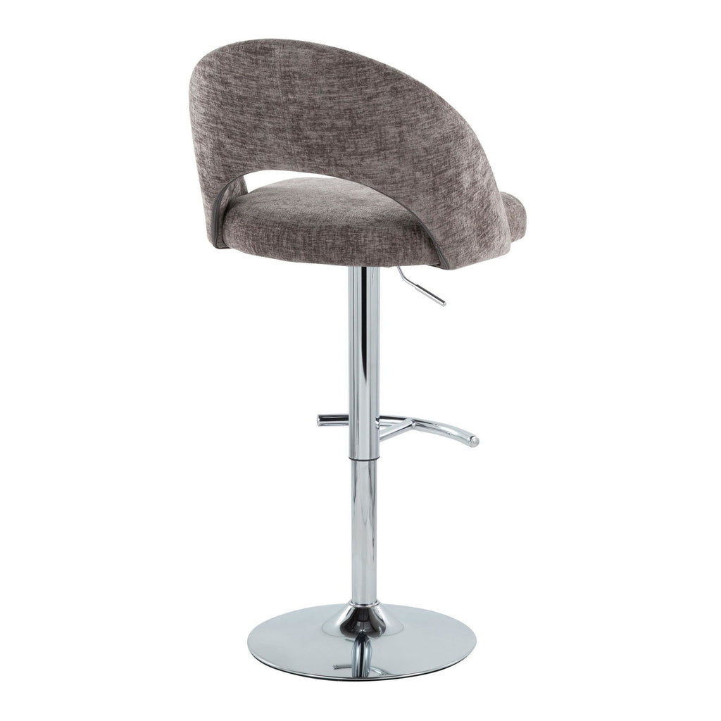 Renee Adjustable Barstool - Set of 2 - Chrome, Dark Grey Fabric