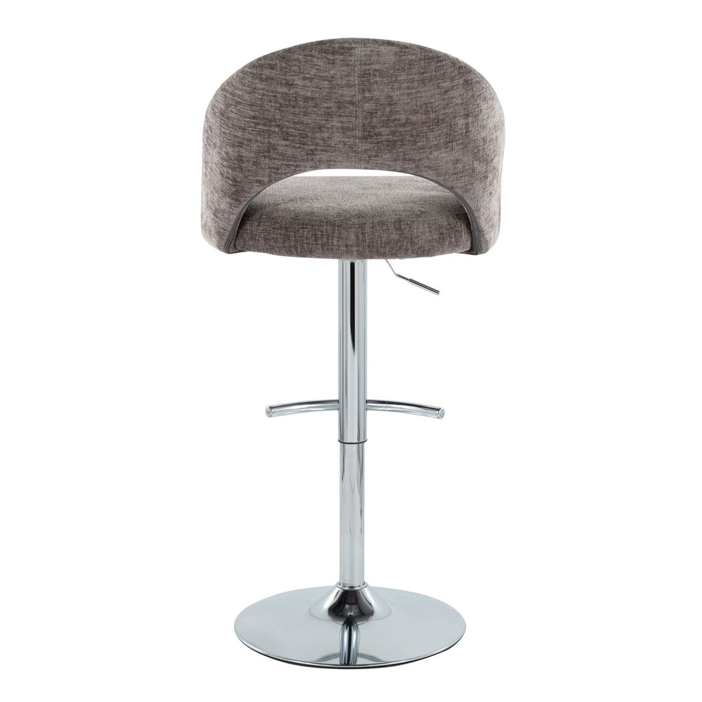 Renee Adjustable Barstool - Set of 2 - Chrome, Dark Grey Fabric