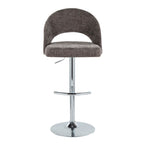 Renee Adjustable Barstool - Set of 2 - Chrome, Dark Grey Fabric