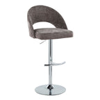 Renee Adjustable Barstool - Set of 2 - Chrome, Dark Grey Fabric