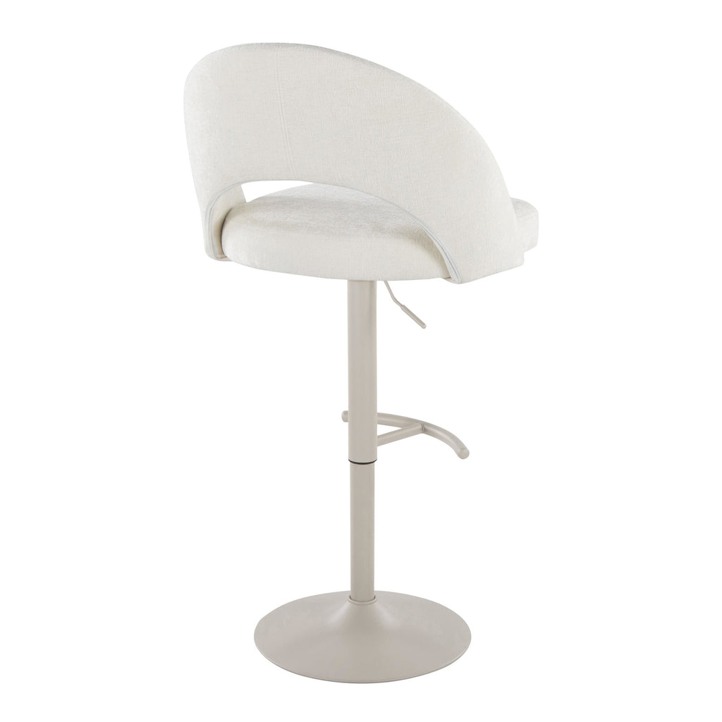 Renee Adjustable Barstool - Set of 2 - Pearl Grey Metal, Cream Fabric