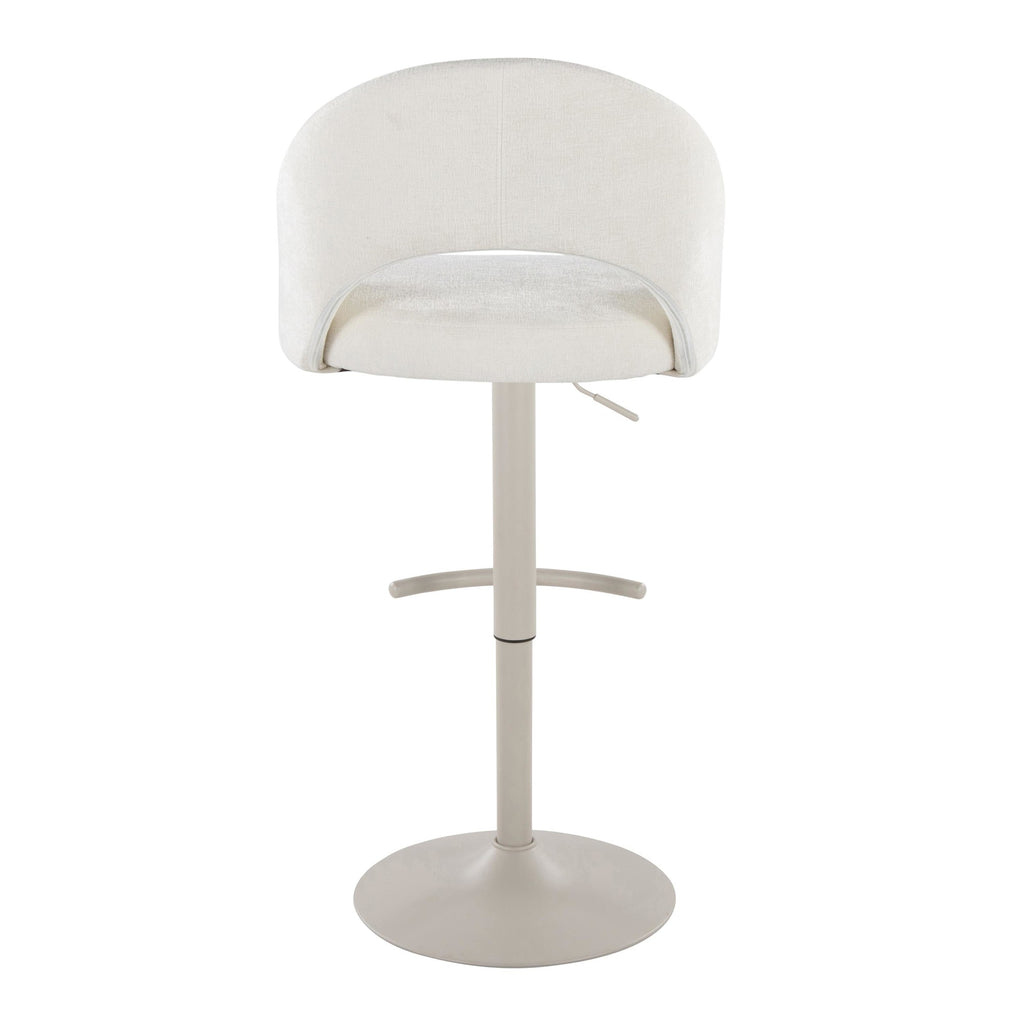 Renee Adjustable Barstool - Set of 2 - Pearl Grey Metal, Cream Fabric