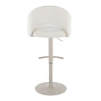 Renee Adjustable Barstool - Set of 2 - Pearl Grey Metal, Cream Fabric