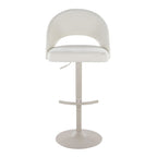 Renee Adjustable Barstool - Set of 2 - Pearl Grey Metal, Cream Fabric