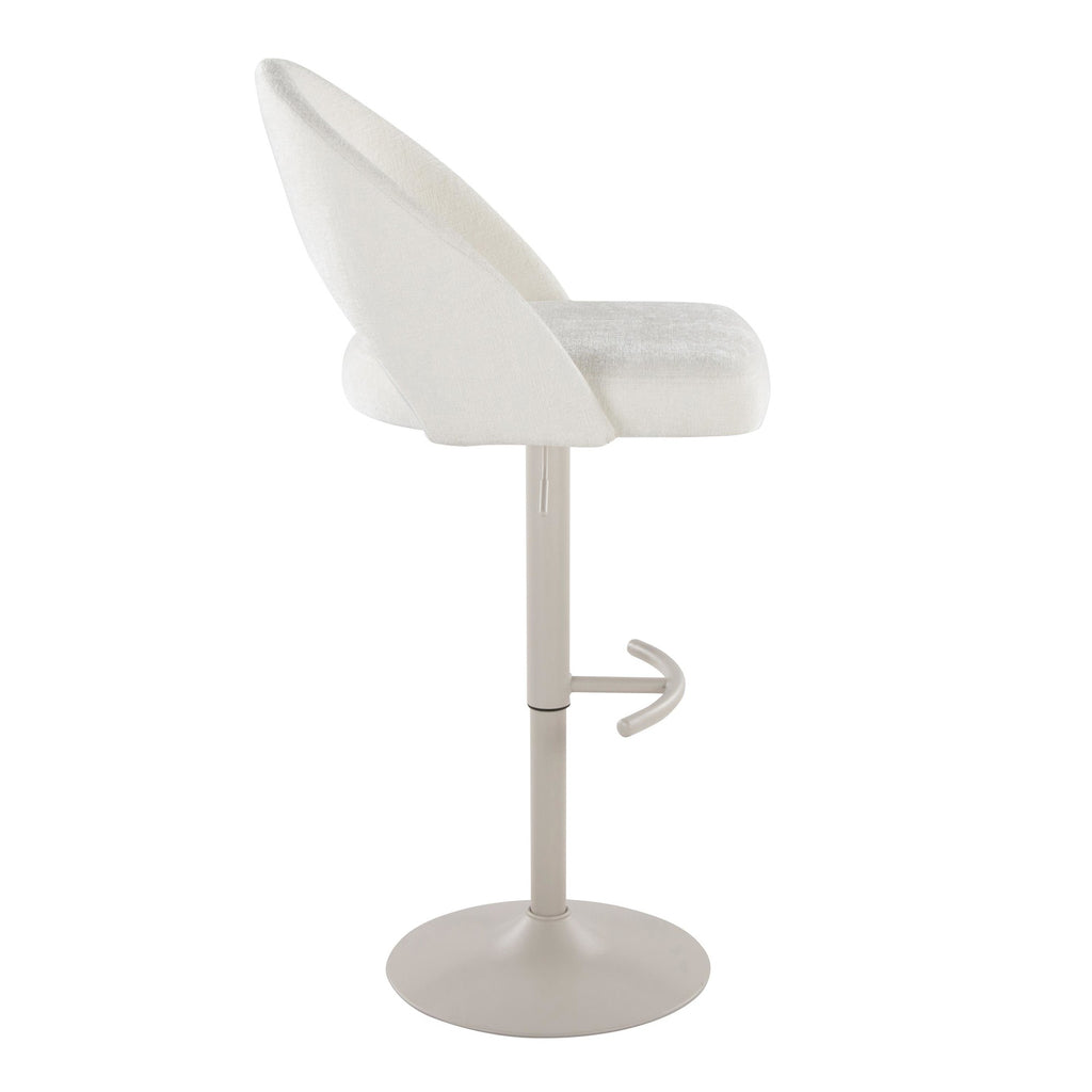 Renee Adjustable Barstool - Set of 2 - Pearl Grey Metal, Cream Fabric