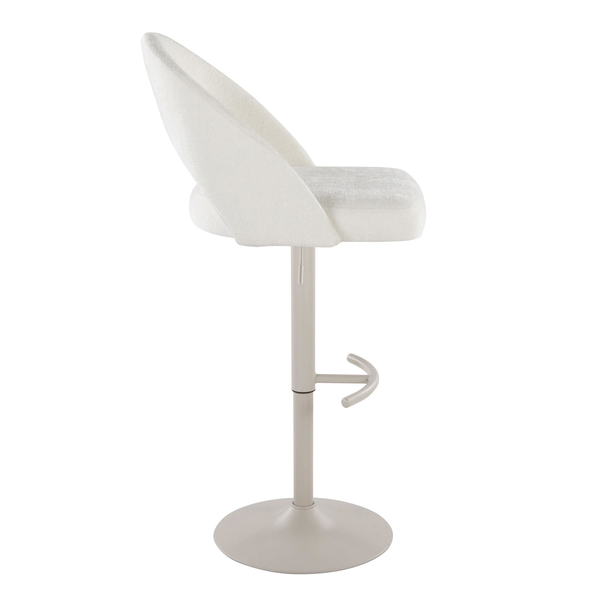 Renee Adjustable Barstool - Set of 2 - Pearl Grey Metal, Cream Fabric
