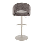 Renee Adjustable Barstool - Set of 2 - Pearl Grey Metal, Dark Grey Fabric