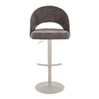 Renee Adjustable Barstool - Set of 2 - Pearl Grey Metal, Dark Grey Fabric