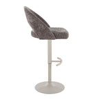 Renee Adjustable Barstool - Set of 2 - Pearl Grey Metal, Dark Grey Fabric