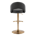 Renee Adjustable Barstool - Set of 2 - Gold Metal, Black PU