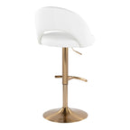 Renee Adjustable Barstool - Set of 2 - Gold Metal, White PU