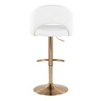 Renee Adjustable Barstool - Set of 2 - Gold Metal, White PU