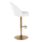 Renee Adjustable Barstool - Set of 2 - Gold Metal, White PU