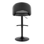 Renee Adjustable Barstool - Set of 2 - Black Metal, Black PU