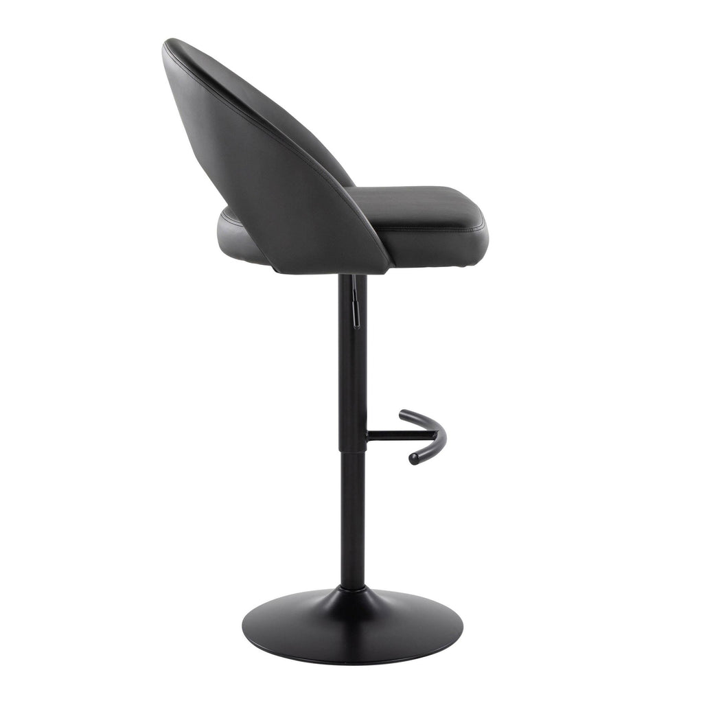 Renee Adjustable Barstool - Set of 2 - Black Metal, Black PU