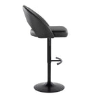 Renee Adjustable Barstool - Set of 2 - Black Metal, Black PU