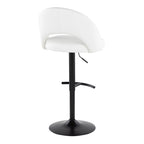 Renee Adjustable Barstool - Set of 2 - Black Metal, White PU