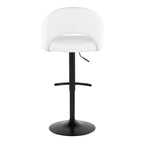 Renee Adjustable Barstool - Set of 2 - Black Metal, White PU