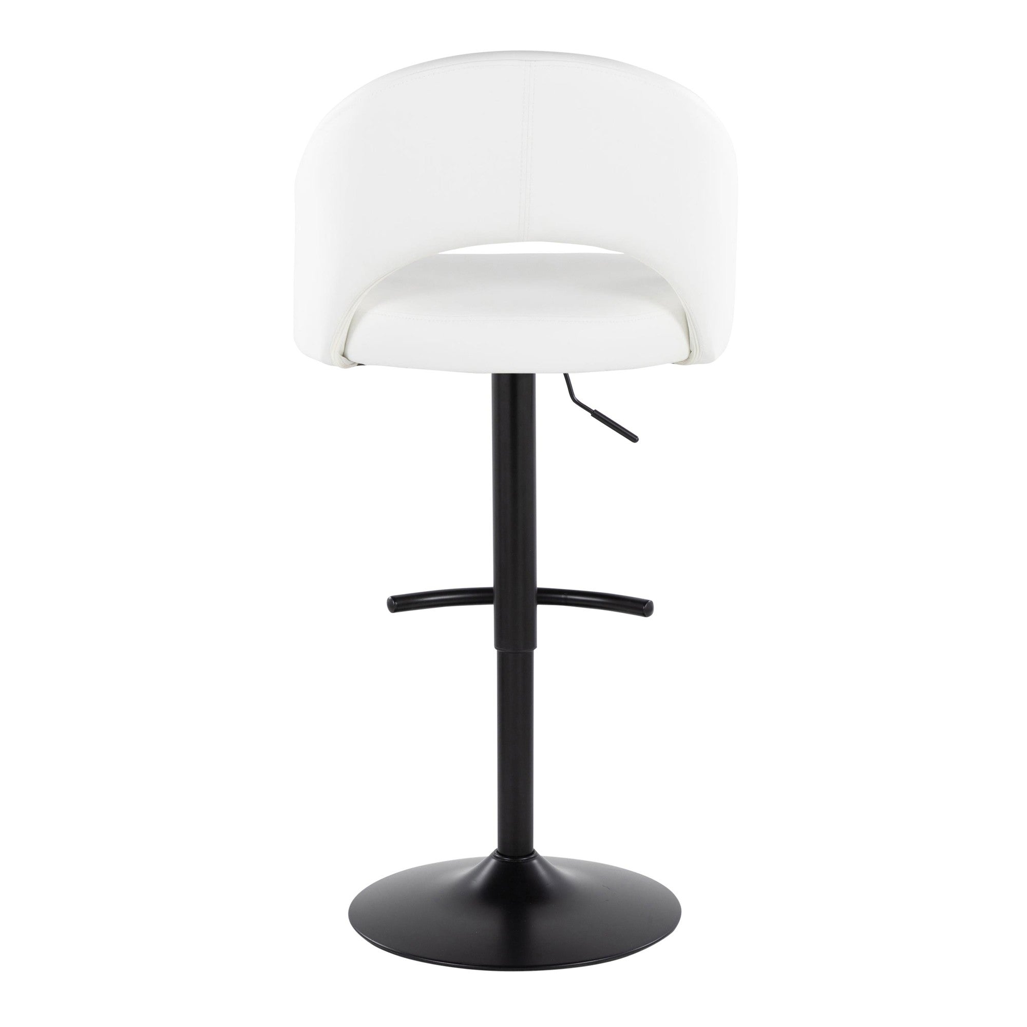 Renee Adjustable Barstool - Set of 2 - Black Metal, White PU