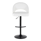 Renee Adjustable Barstool - Set of 2 - Black Metal, White PU