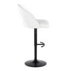 Renee Adjustable Barstool - Set of 2 - Black Metal, White PU