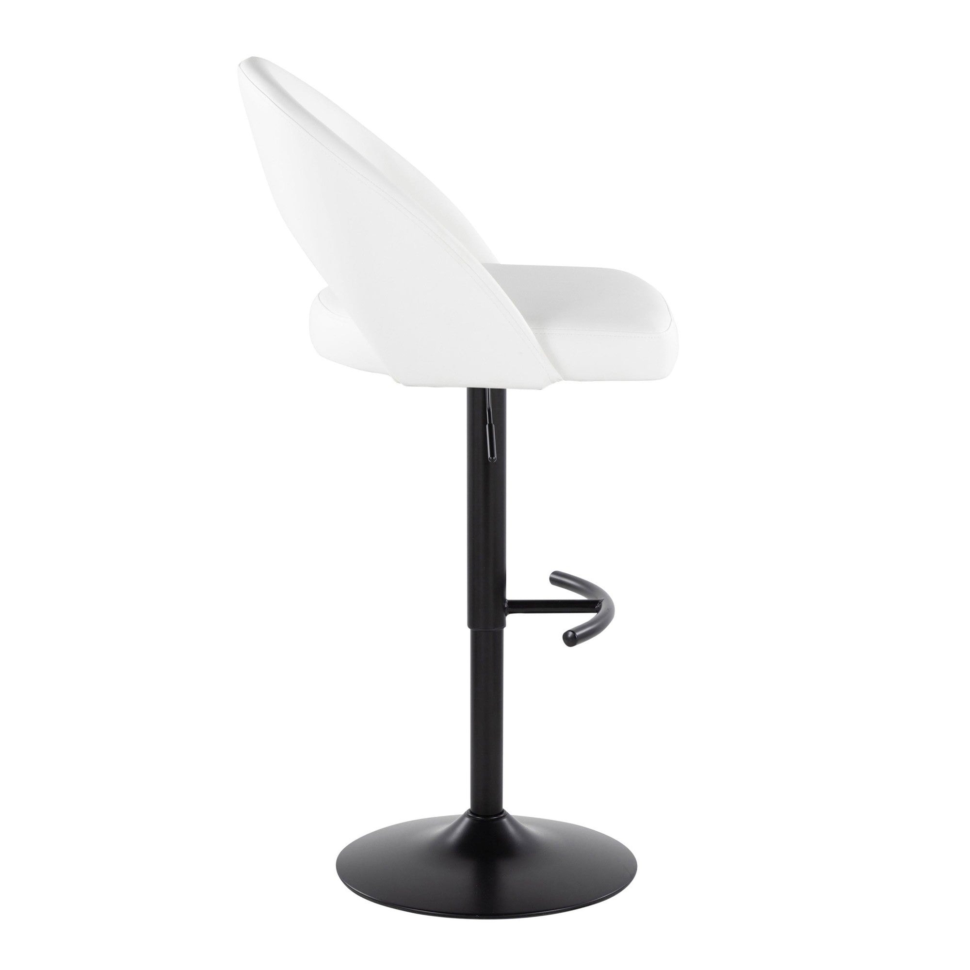 Renee Adjustable Barstool - Set of 2 - Black Metal, White PU