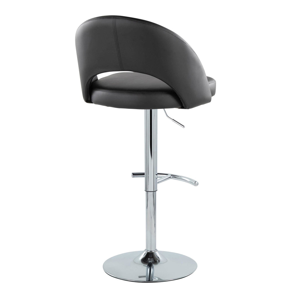 Renee Adjustable Barstool - Set of 2 - Chrome, Black PU