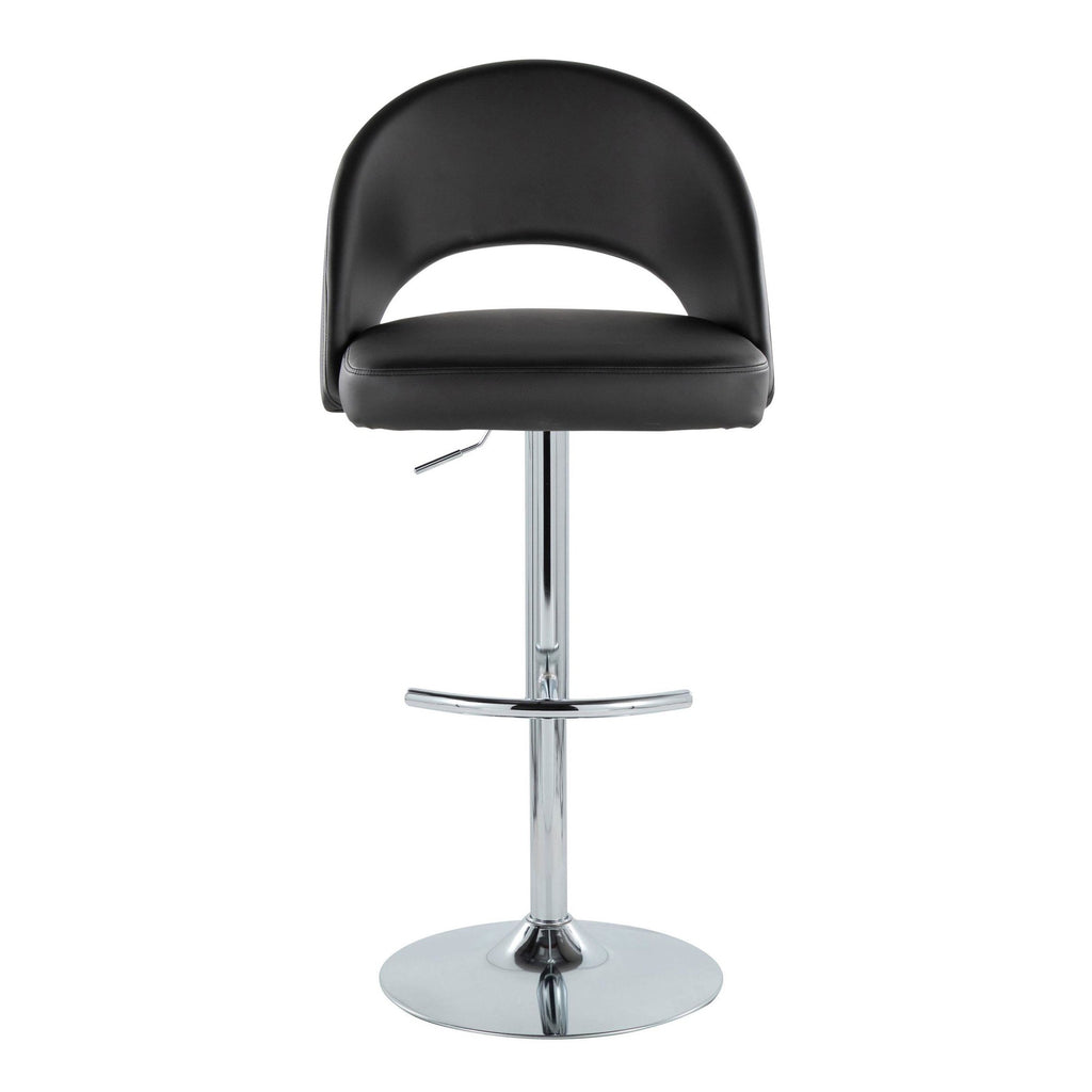 Renee Adjustable Barstool - Set of 2 - Chrome, Black PU