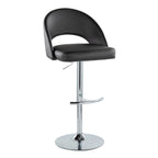 Renee Adjustable Barstool - Set of 2 - Chrome, Black PU