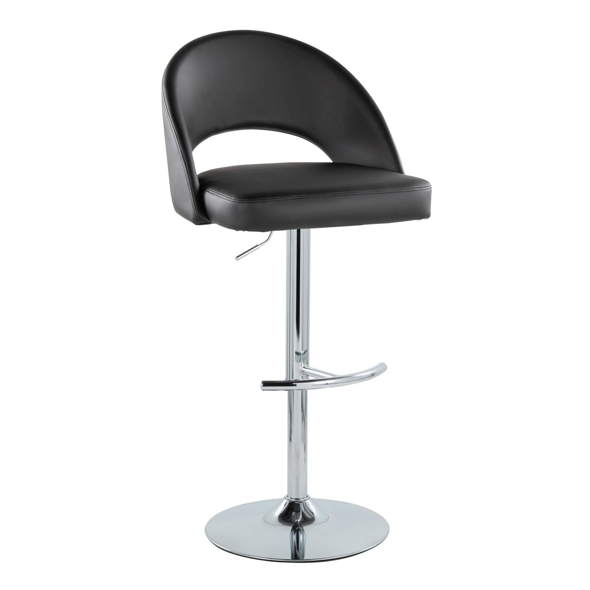 Renee Adjustable Barstool - Set of 2 - Chrome, Black PU