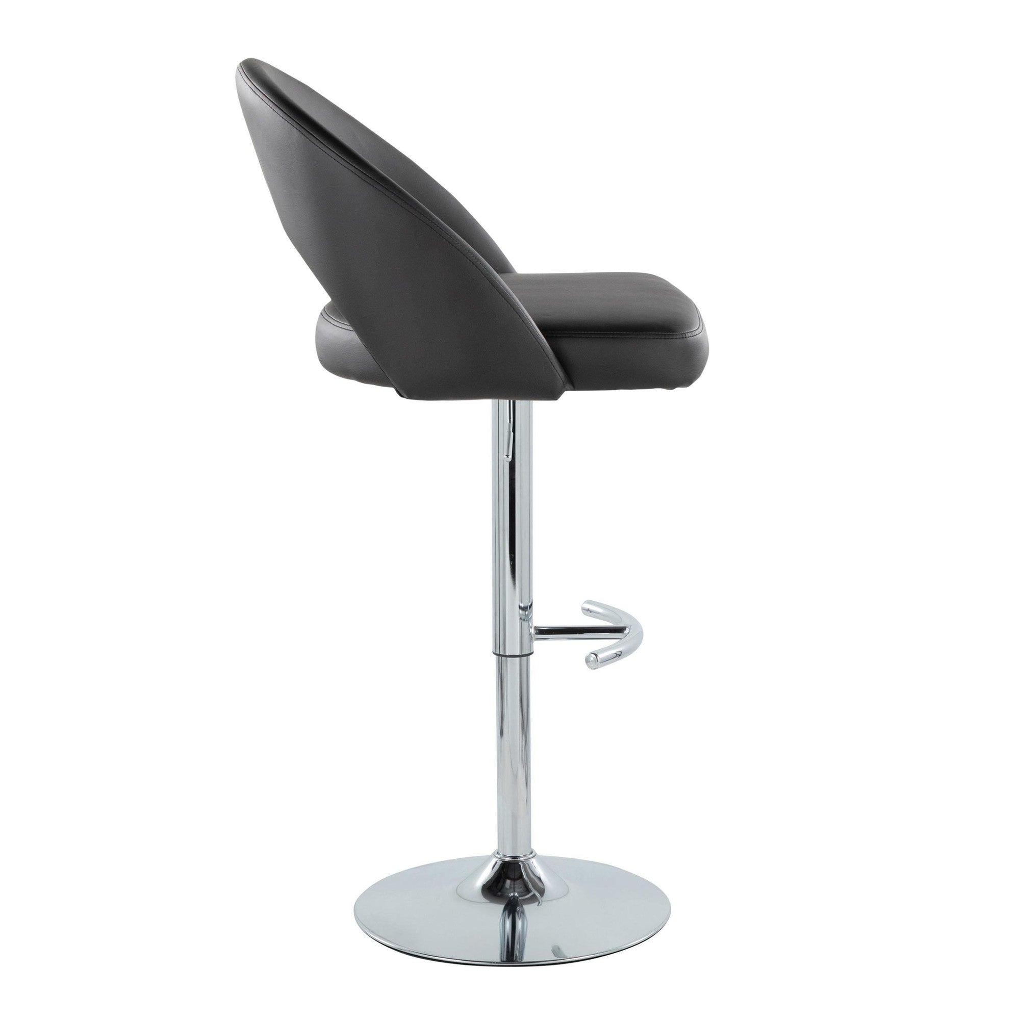 Renee Adjustable Barstool - Set of 2 - Chrome, Black PU