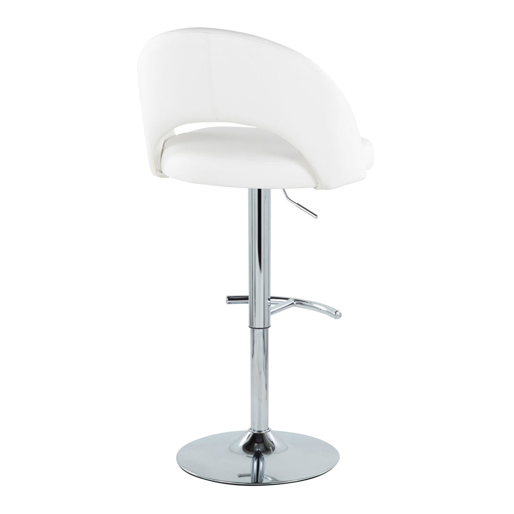 Renee Adjustable Barstool - Set of 2 - Chrome, White PU