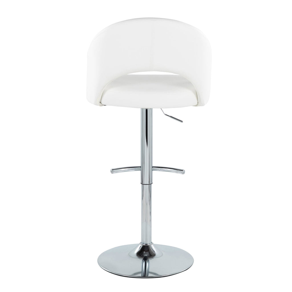 Renee Adjustable Barstool - Set of 2 - Chrome, White PU