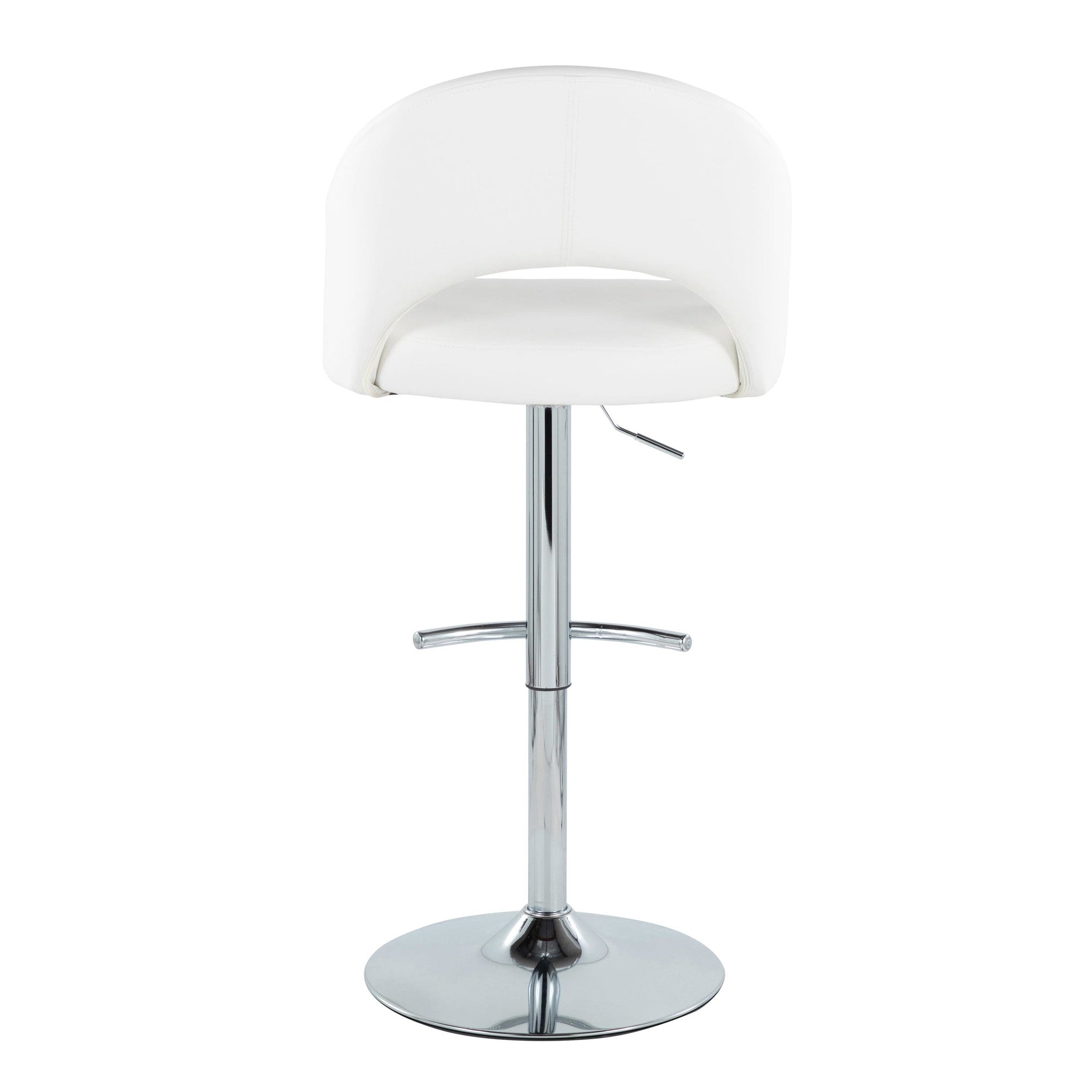 Renee Adjustable Barstool - Set of 2 - Chrome, White PU