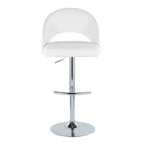 Renee Adjustable Barstool - Set of 2 - Chrome, White PU