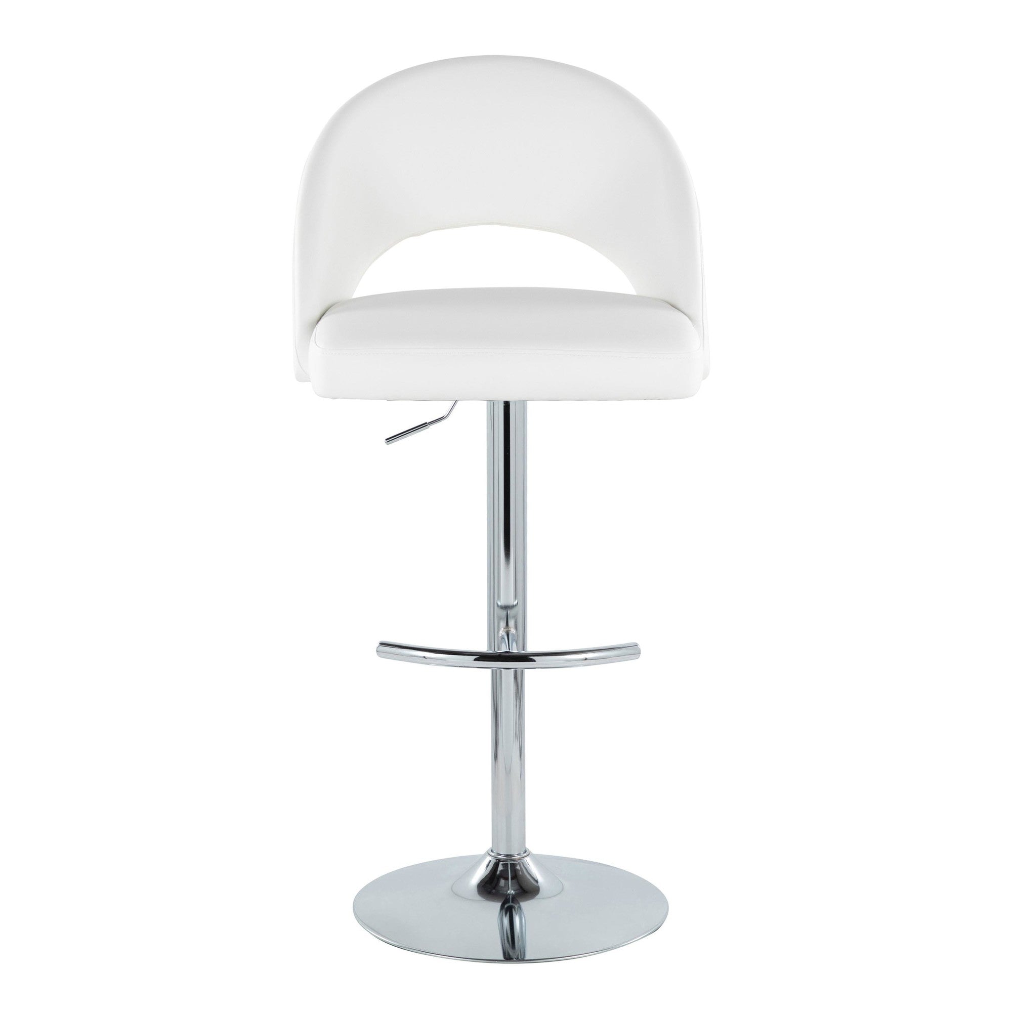 Renee Adjustable Barstool - Set of 2 - Chrome, White PU