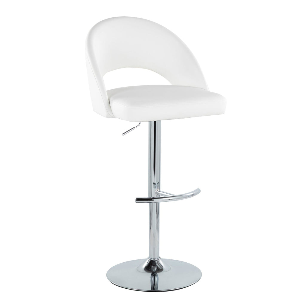 Renee Adjustable Barstool - Set of 2 - Chrome, White PU