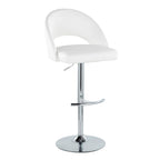 Renee Adjustable Barstool - Set of 2 - Chrome, White PU
