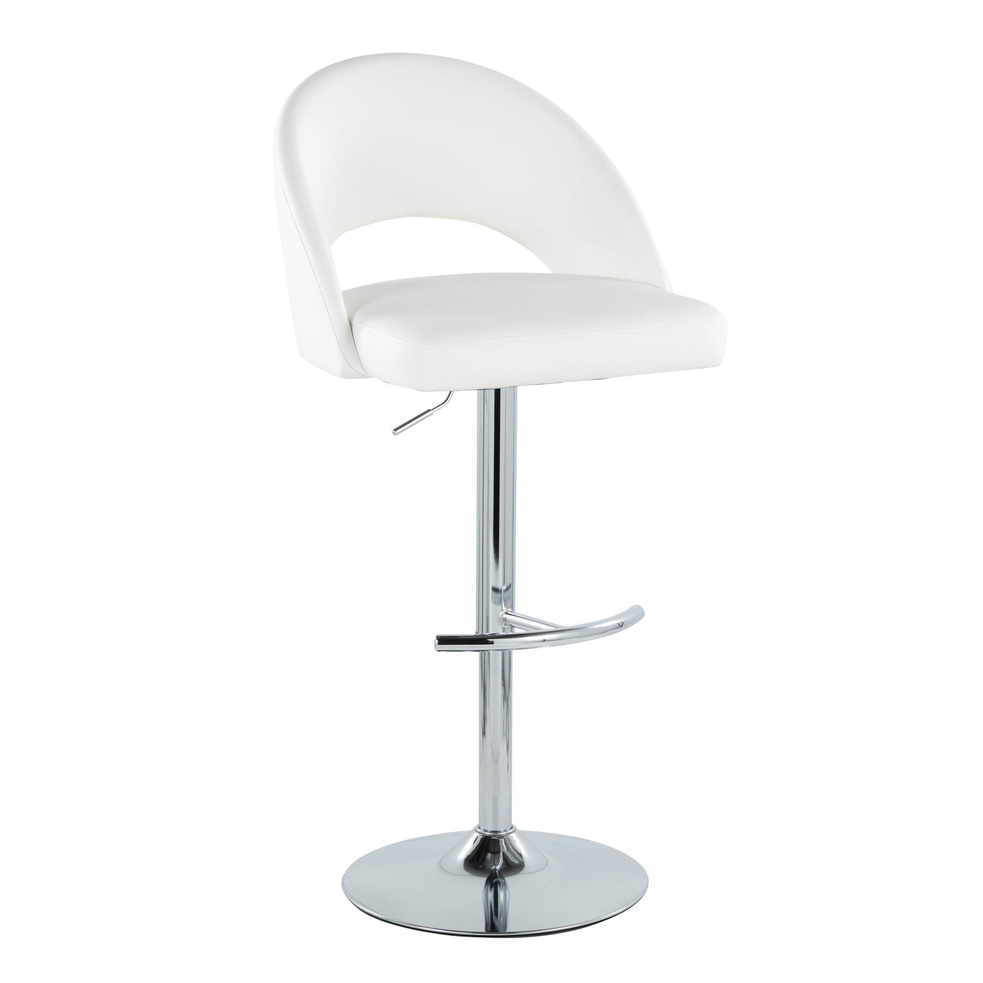Renee Adjustable Barstool - Set of 2 - Chrome, White PU