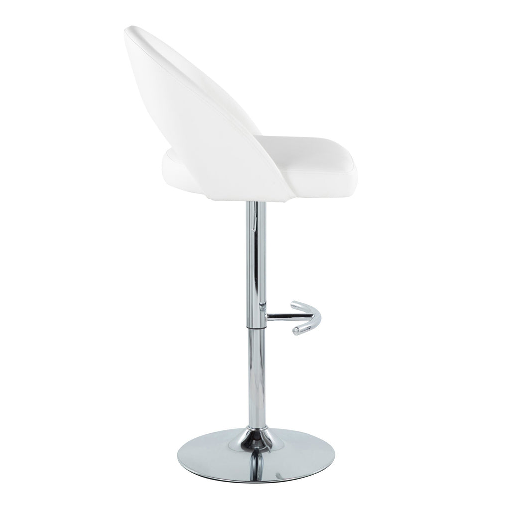 Renee Adjustable Barstool - Set of 2 - Chrome, White PU