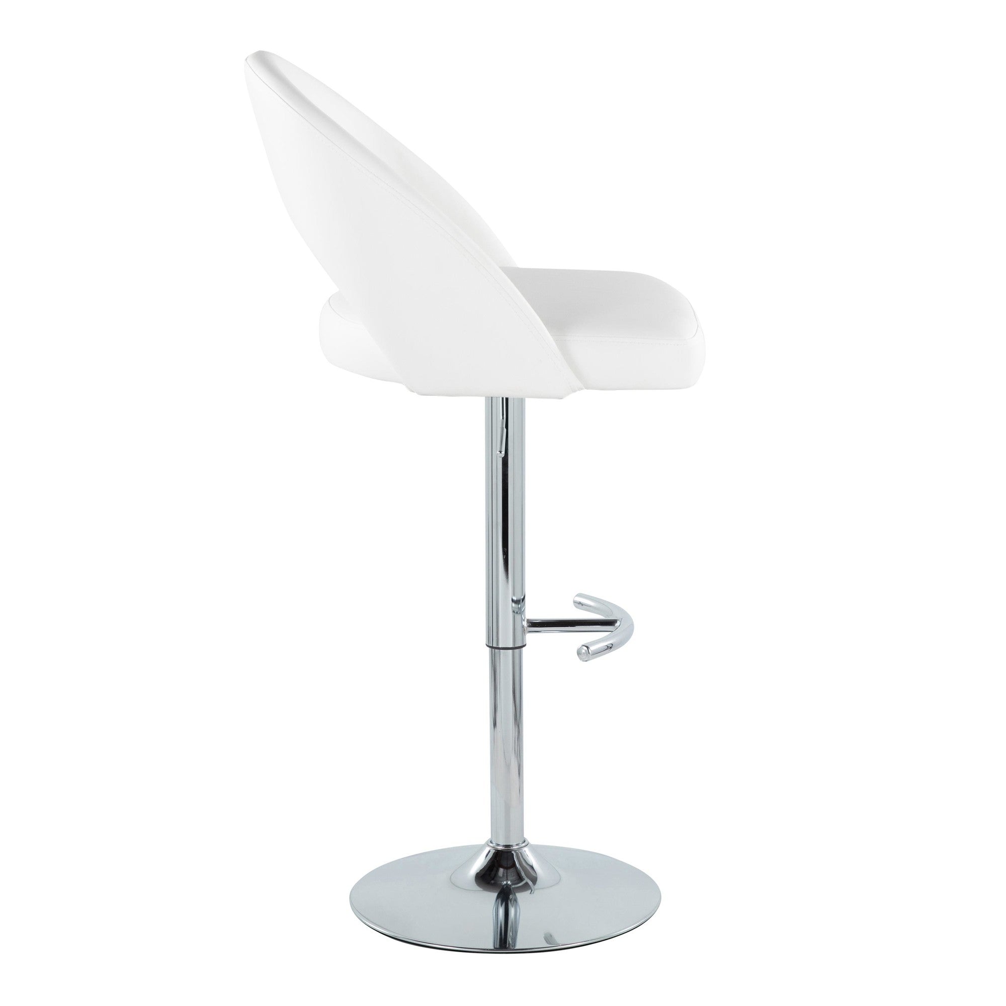 Renee Adjustable Barstool - Set of 2 - Chrome, White PU