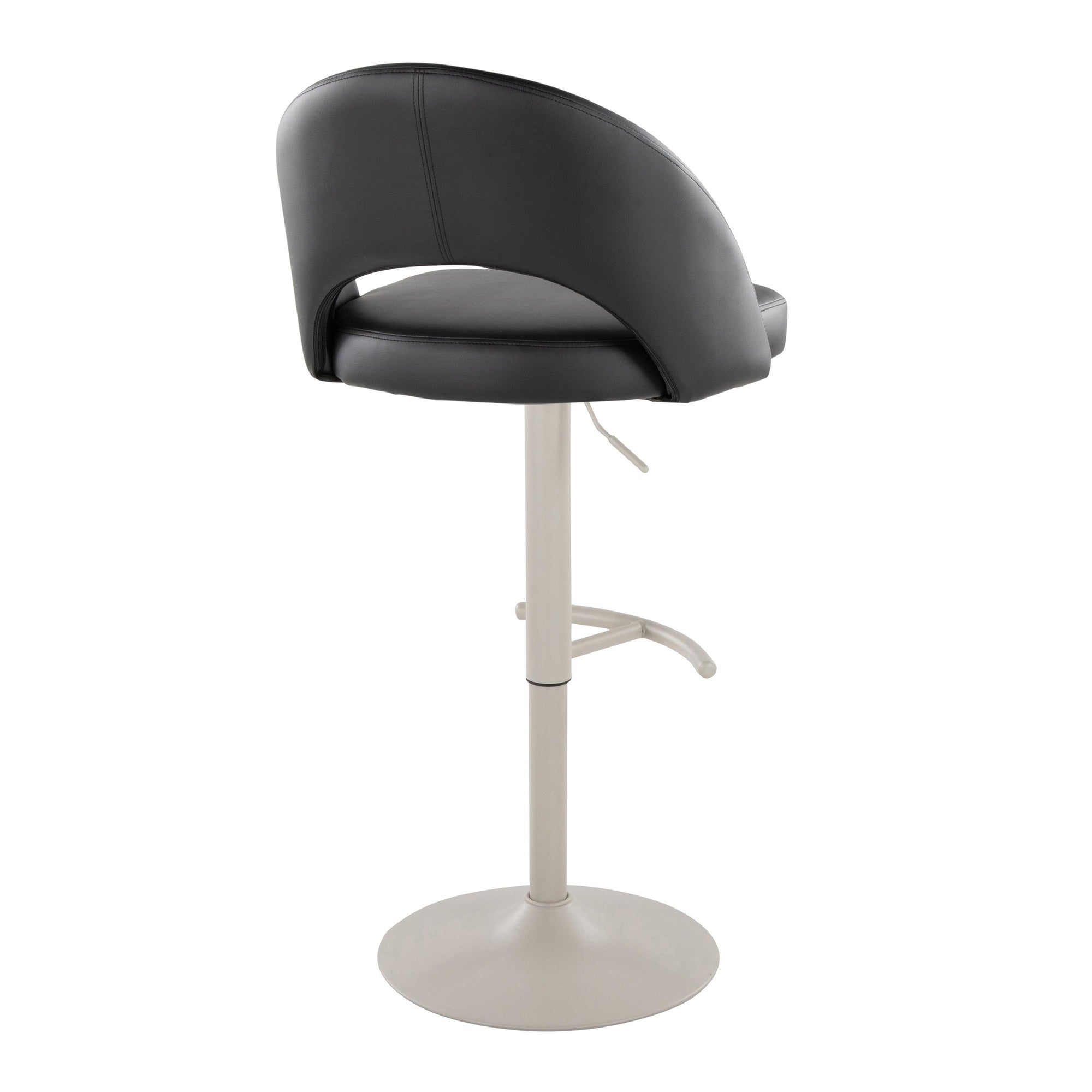 Renee Adjustable Barstool - Set of 2 - Pearl Grey Metal, Black PU