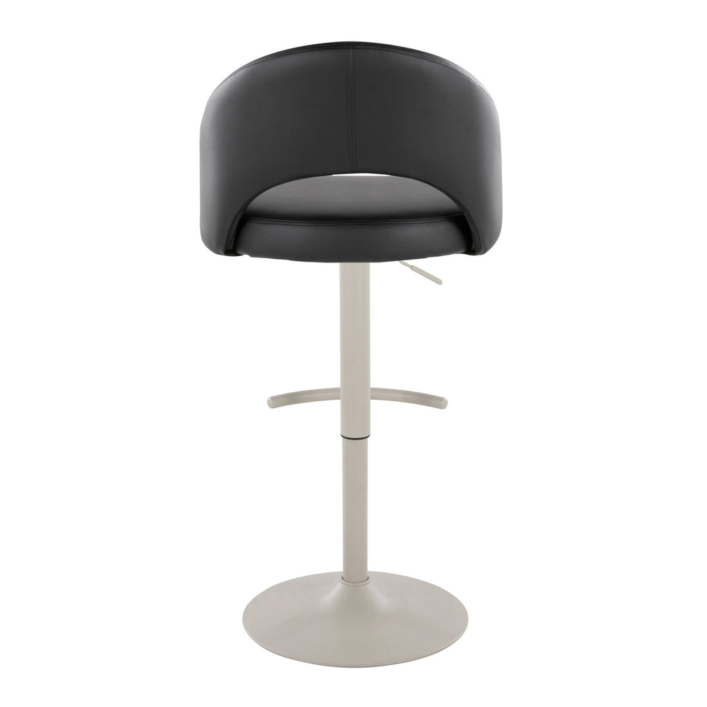 Renee Adjustable Barstool - Set of 2 - Pearl Grey Metal, Black PU