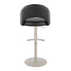 Renee Adjustable Barstool - Set of 2 - Pearl Grey Metal, Black PU