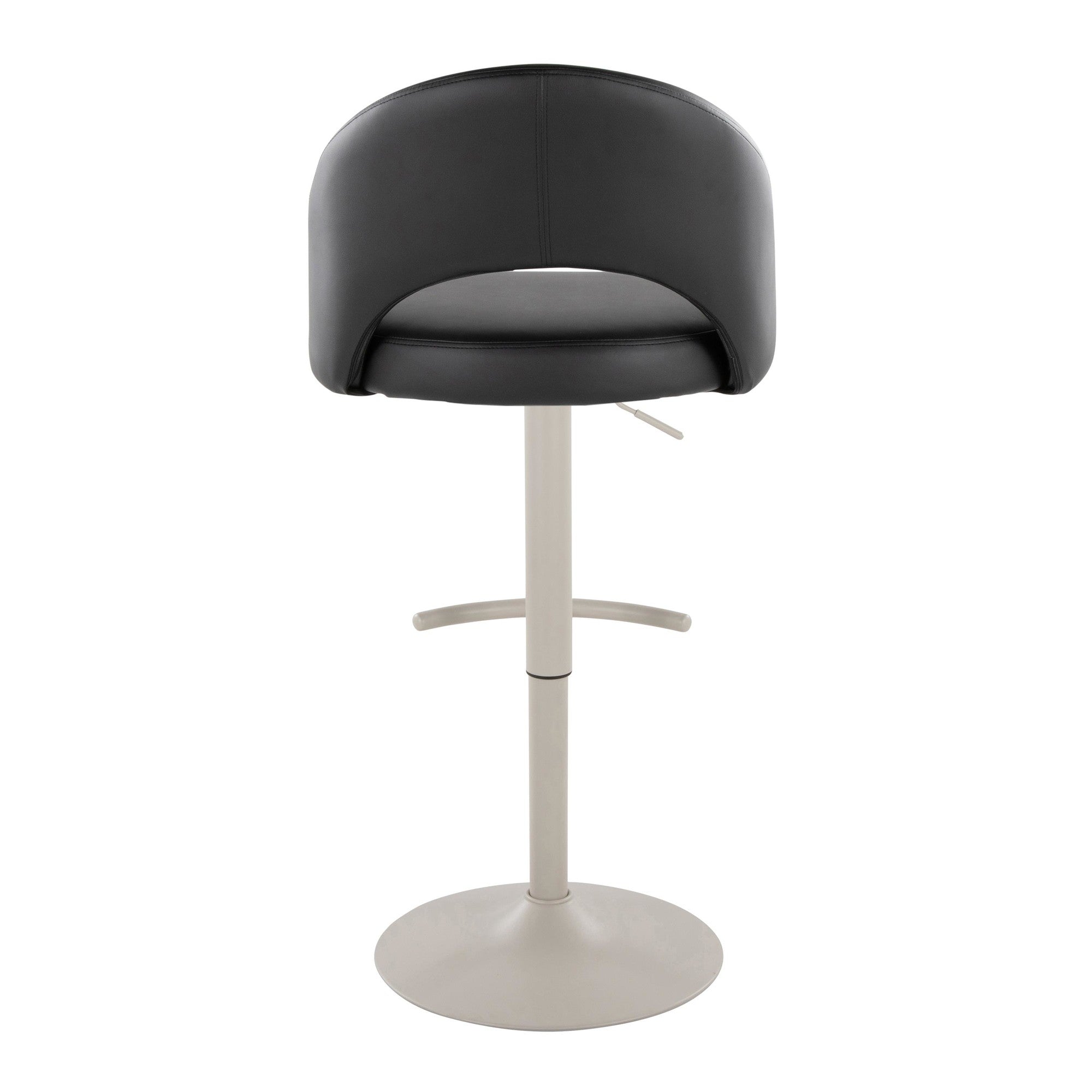 Renee Adjustable Barstool - Set of 2 - Pearl Grey Metal, Black PU