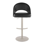 Renee Adjustable Barstool - Set of 2 - Pearl Grey Metal, Black PU