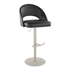 Renee Adjustable Barstool - Set of 2 - Pearl Grey Metal, Black PU