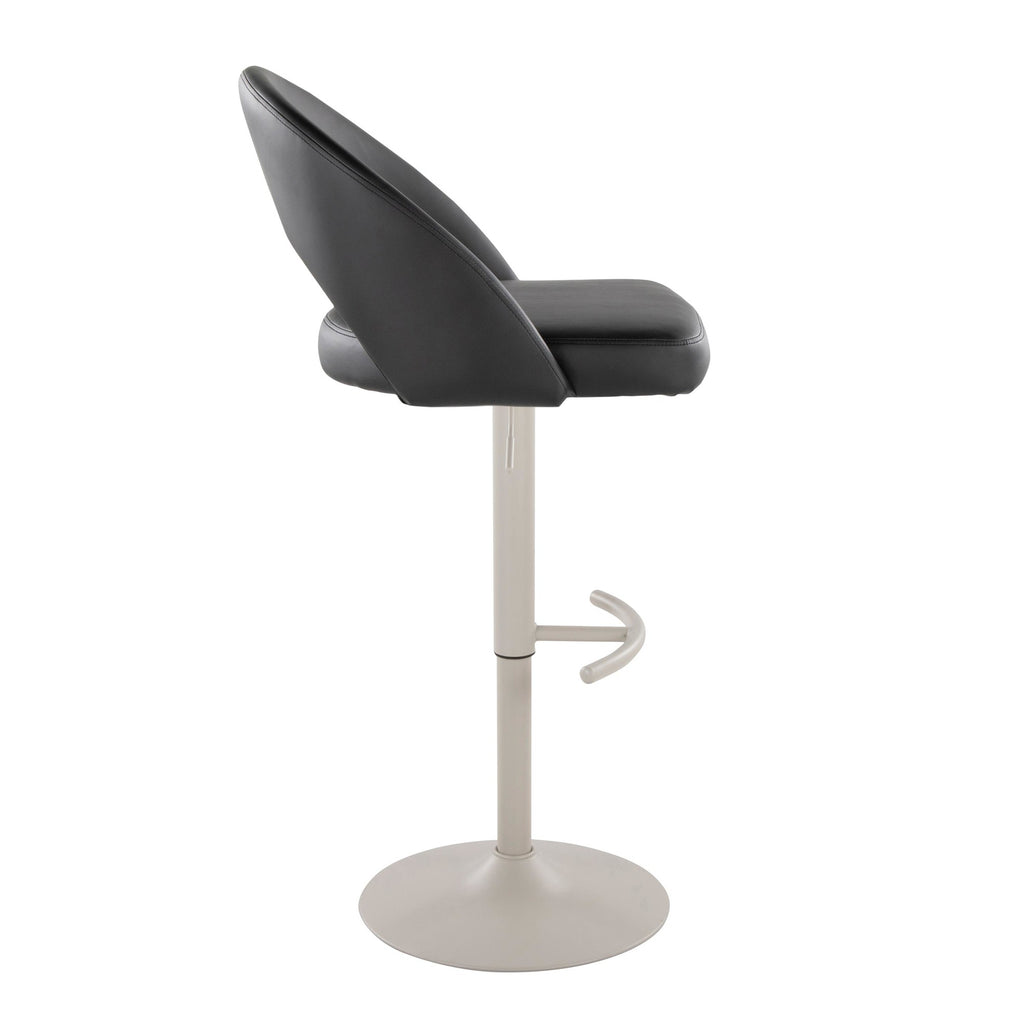 Renee Adjustable Barstool - Set of 2 - Pearl Grey Metal, Black PU