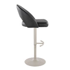 Renee Adjustable Barstool - Set of 2 - Pearl Grey Metal, Black PU