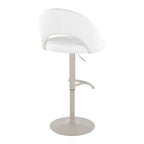 Renee Adjustable Barstool - Set of 2 - Pearl Grey Metal, White PU